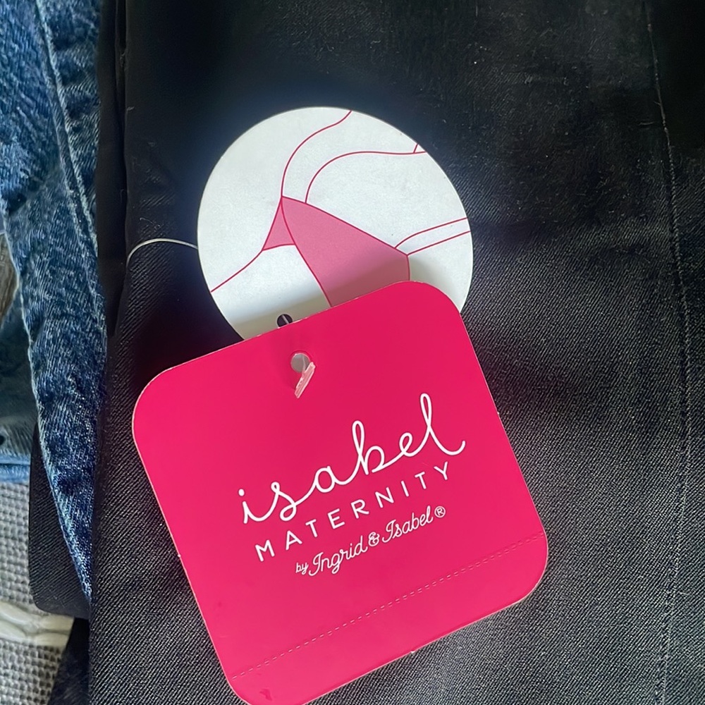 isabel maternity black pants OVER belly back pockets NWT - Picture 4 of 6